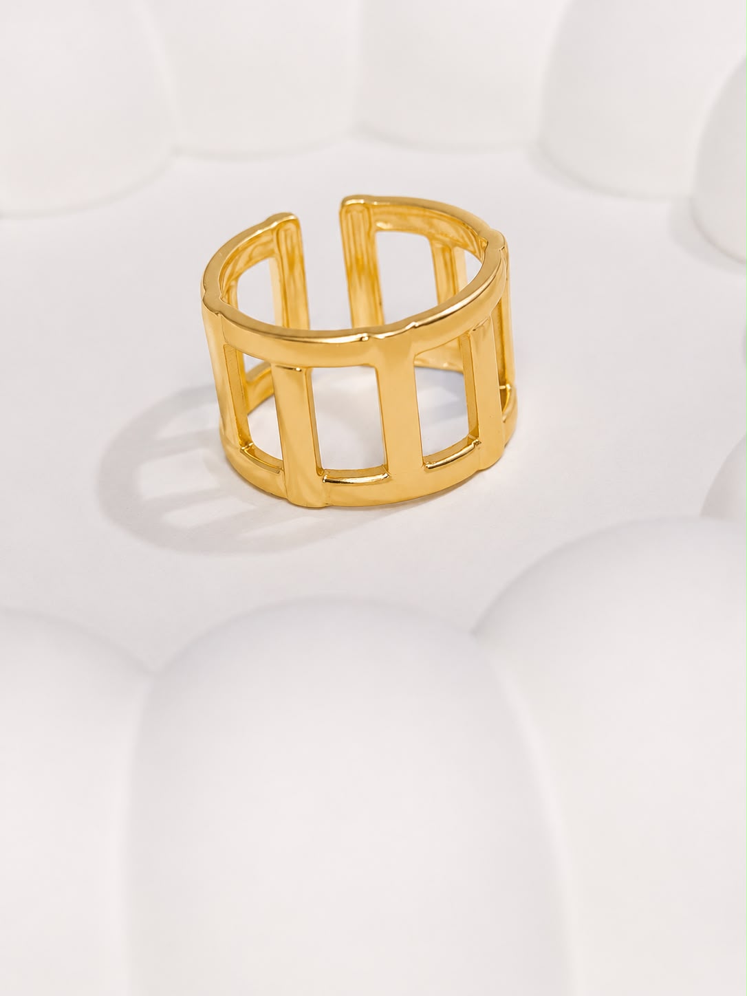 Atria Ring Modern Geometric Frame Statement Ring | 18K Gold Stainless Steel | Waterproof & Anti-Tarnish
