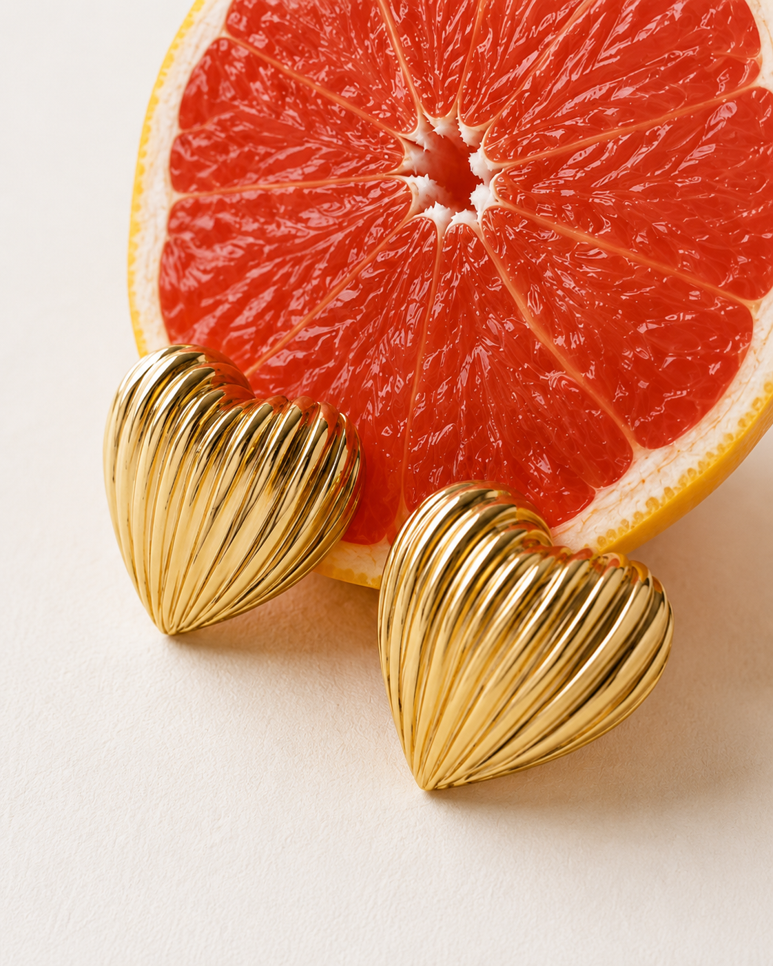 Vintage Ribbed Heart Studs | Waterproof & Tarnish-Resistant