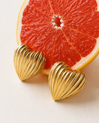 Vintage Heart Studs | 18K Gold Plated