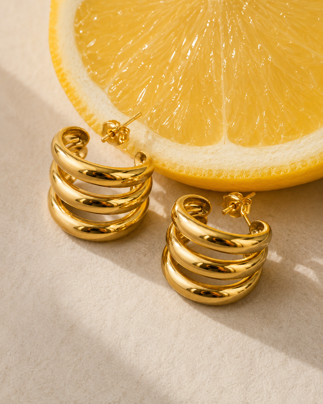 Selena Three Layer Hoop Earrings | 18K Gold Plated