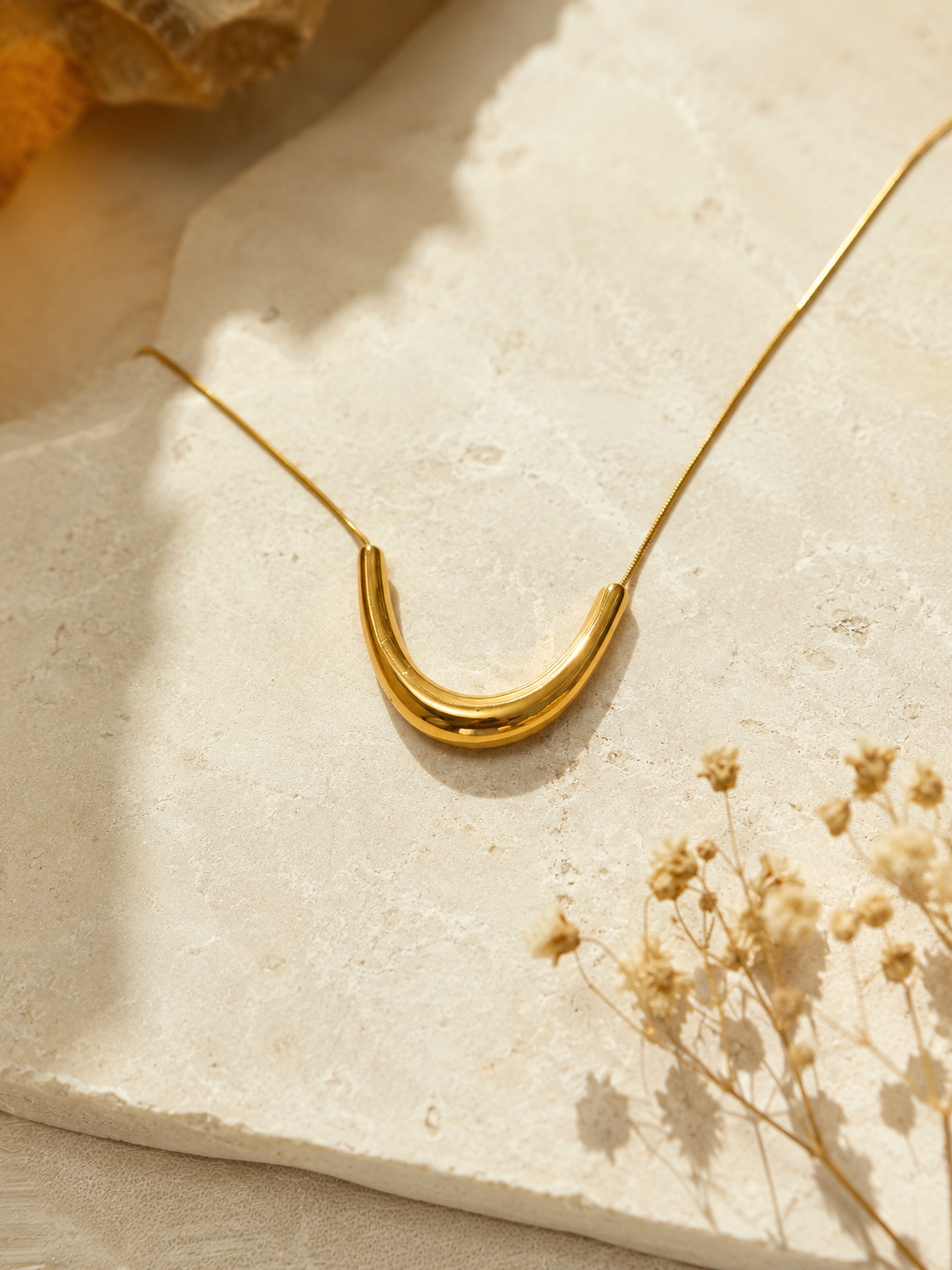 Luna U-Shaped Statement Necklace | 18K Gold Plated | Waterproof & Tarnish-Free
