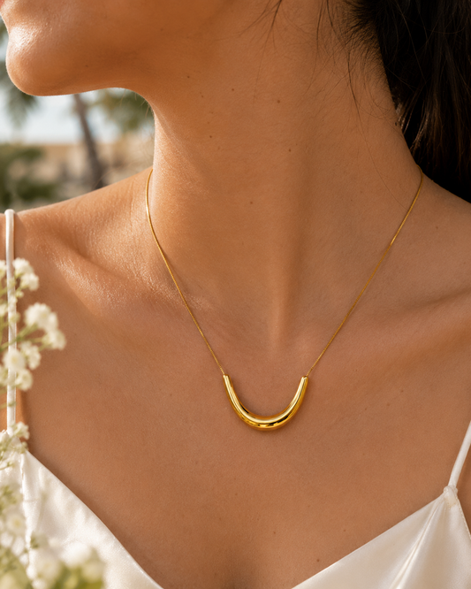 Luna U-Shaped Statement Necklace | 18K Gold Plated | Waterproof & Tarnish-Free