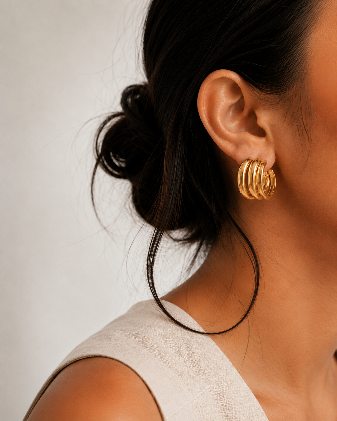Selena Three Layer Hoop Earrings | 18K Gold Plated