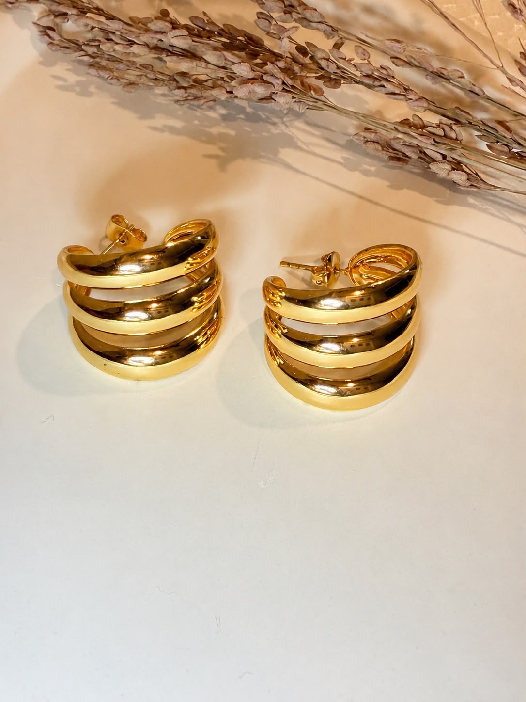 Selena Three Layer Hoop Earrings | 18K Gold Plated