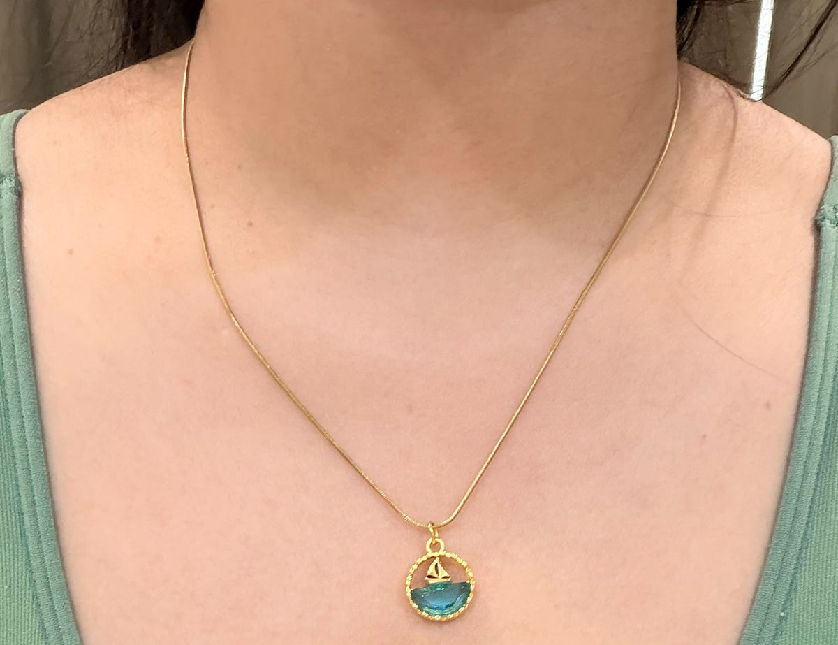 Leher Blue Necklace | 18k Gold Plated