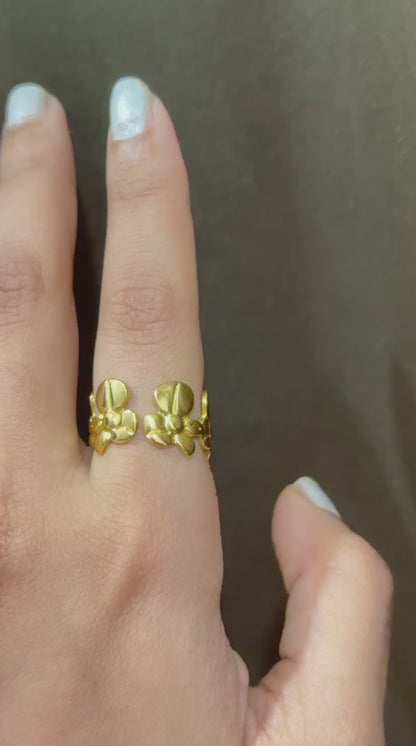 Fleur Adjustable Ring | 18k Gold Plated