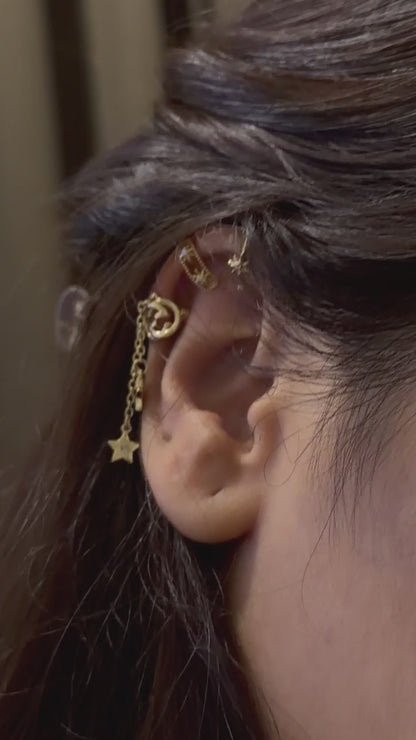 Rebel Star Ear Cuff | Set of 3 | 18k Gold Plated